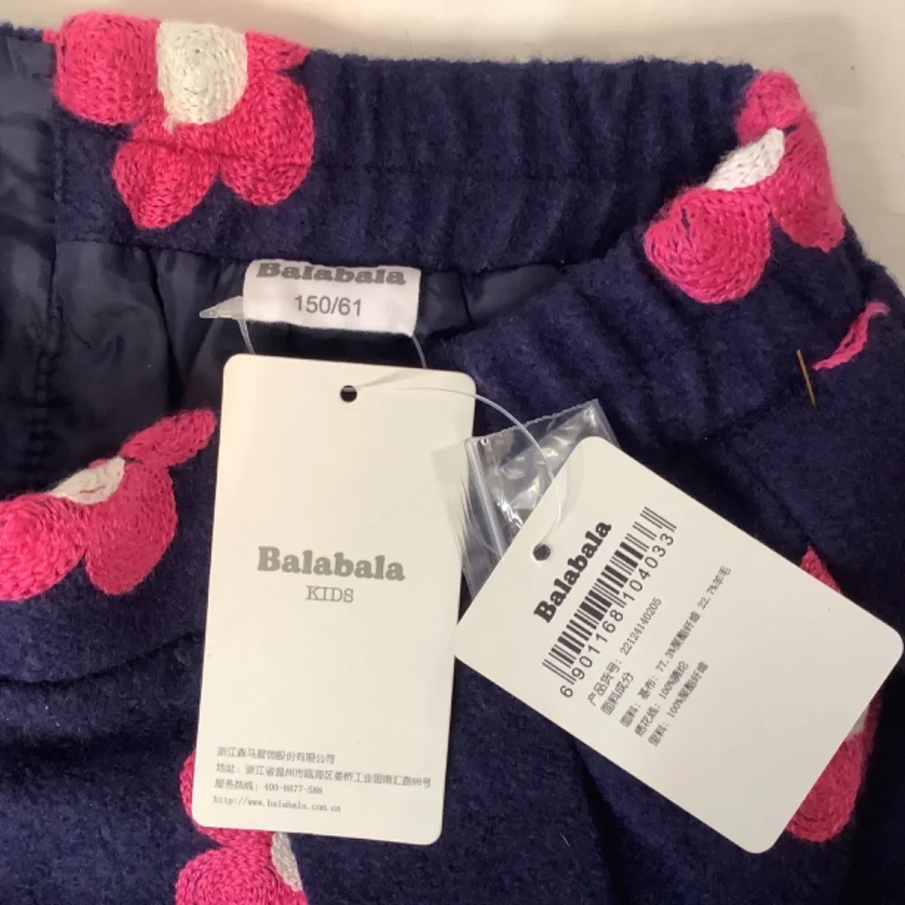 NWT Balabala wool embroidered girls skirt‎ navy pink beautiful